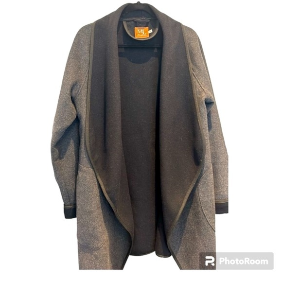 Melanie Lyne Wool Blend Open Cardigan Sweater black and grey Women size M - Picture 1 of 13